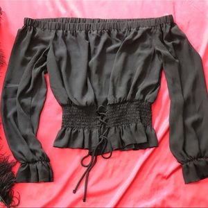 Black off the shoulder blouse